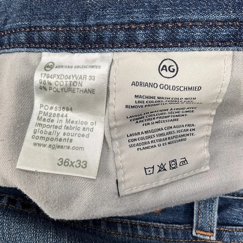 AG Everett Jeans Mens 36W 33L Blue Slim‎ Straight Denim 360 Stretch 80s VTG